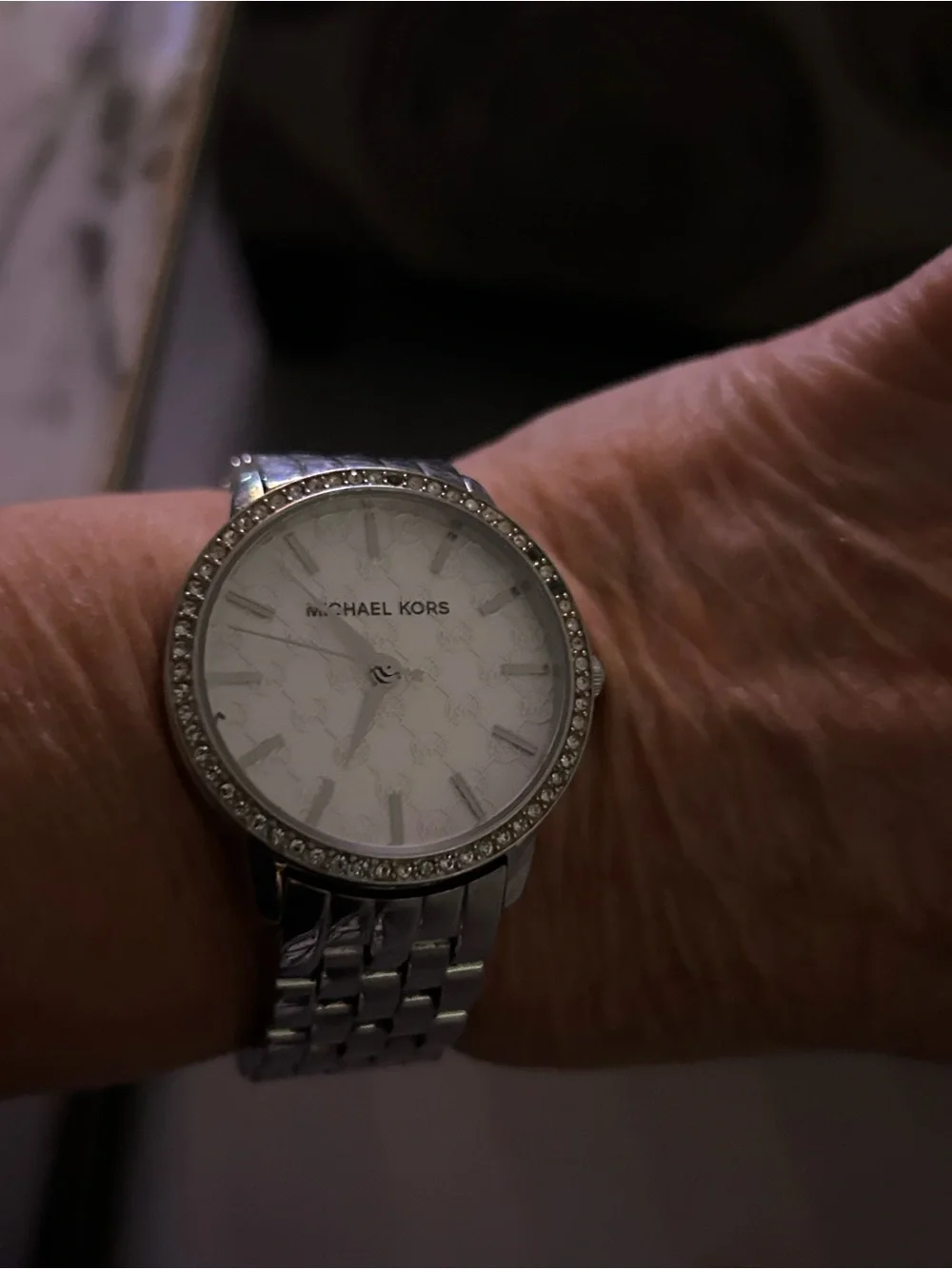 Michael Kors Silver Nini Crystal Watch MK3372 - Working Battery!
